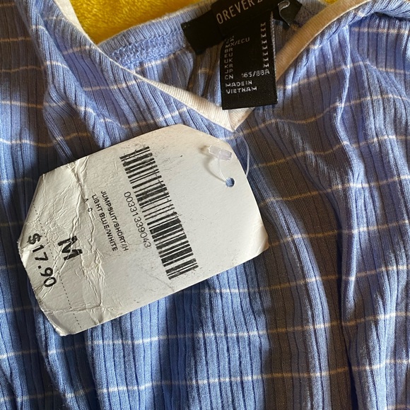 Forever 21 Blue And White Jumpsuit Short Set Size Medium brand new - Picture 4 of 8